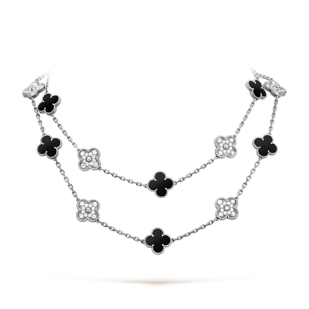 [Elowen jewels ]CLOVER 20 MOTIVE ONYX DIAMANT SILBER