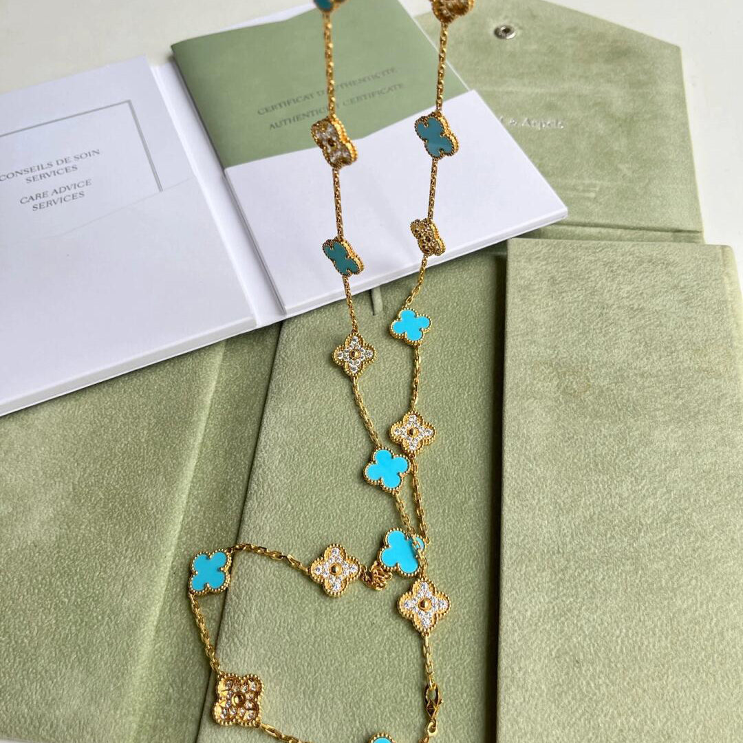 [Elowen jewels] CLOVER HALSKETTE MIT 20 MOTIVEN, TÜRKIS UND DIAMANTEN