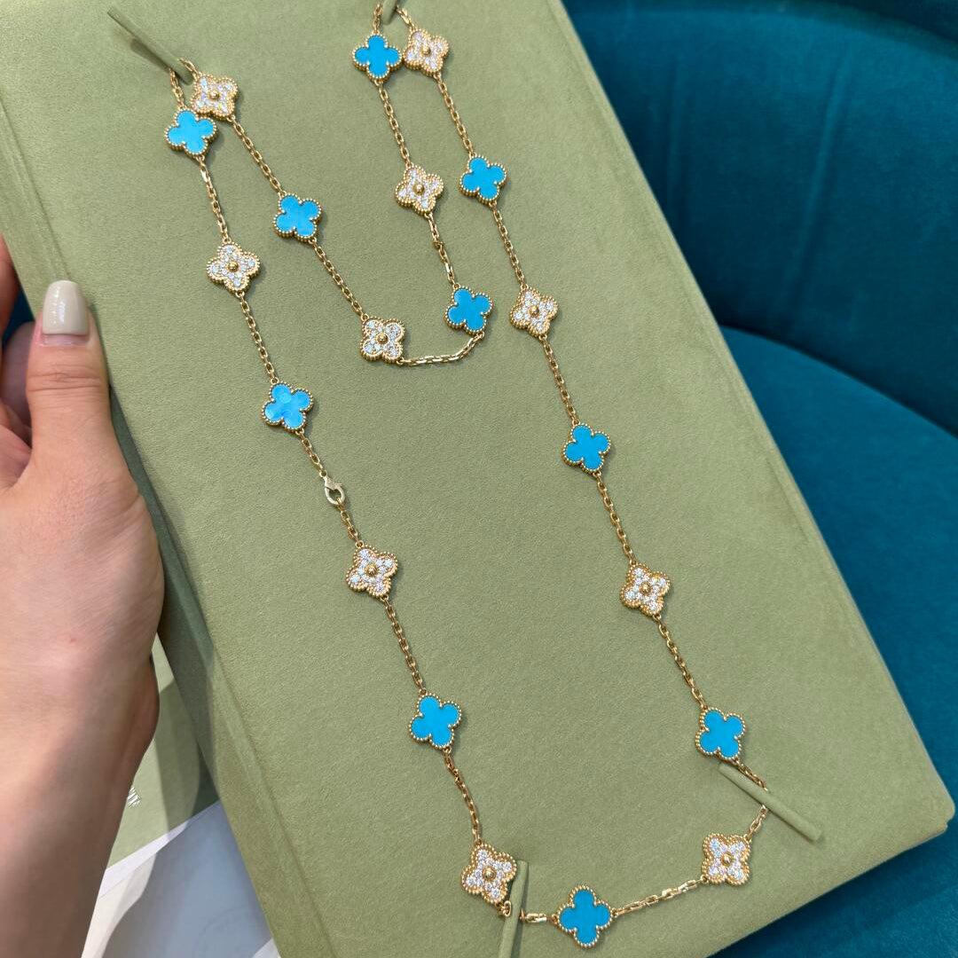 [Elowen jewels] CLOVER HALSKETTE MIT 20 MOTIVEN, TÜRKIS UND DIAMANTEN