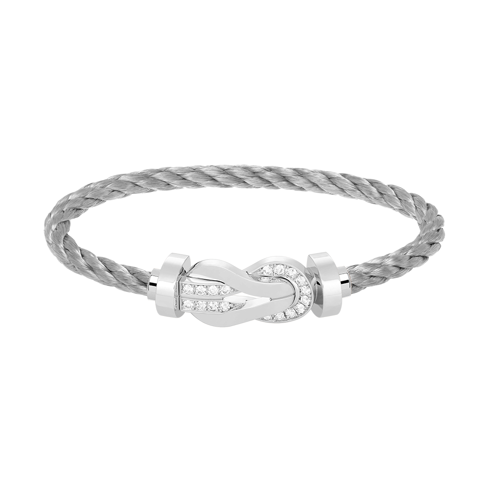 [Elowen jewels ]CHANCE LARGE 8 FIGURE BUCKLE HALF DIAMOND BRACELET SILVER