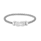 [Elowen jewels ]CHANCE LARGE 8 FIGURE BUCKLE HALF DIAMOND BRACELET SILVER
