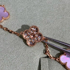 [Elowen jewels ]CLOVER 10-MOTIV-DIAMANT-HALSKETTE MIT ROSA PERLMUTT