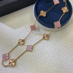 [Elowen jewels ]CLOVER 10 MOTIFS  LASER PINK MOP NECKLACE