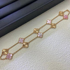 [Elowen jewels ]CLOVER 10 MOTIFS  LASER PINK MOP NECKLACE