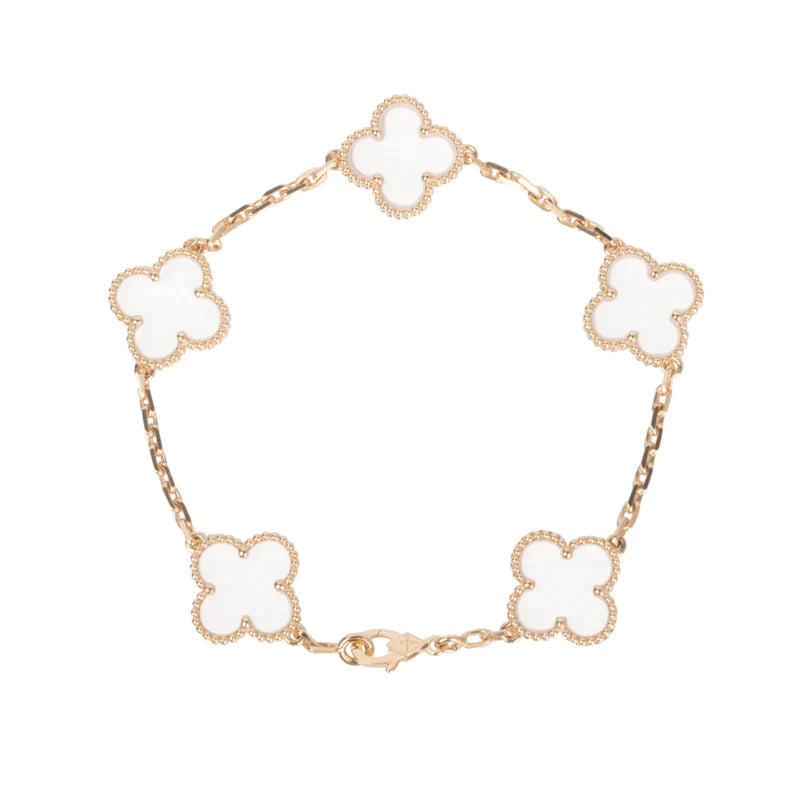 [Elowen jewels ]CLOVER 5 MOTIF ROCK CRYSTAL BRACELET
