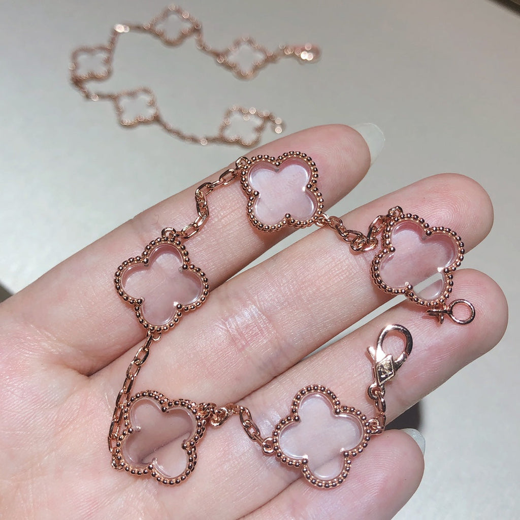 [Elowen jewels ]CLOVER 5 MOTIF ROCK CRYSTAL BRACELET