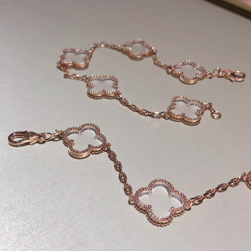 [Elowen jewels ]CLOVER 5 MOTIF ROCK CRYSTAL BRACELET