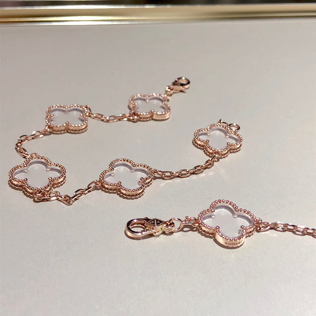 [Elowen jewels ]CLOVER 5 MOTIF ROCK CRYSTAL BRACELET