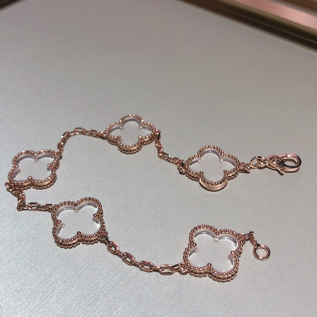 [Elowen jewels ]CLOVER 5 MOTIF ROCK CRYSTAL BRACELET