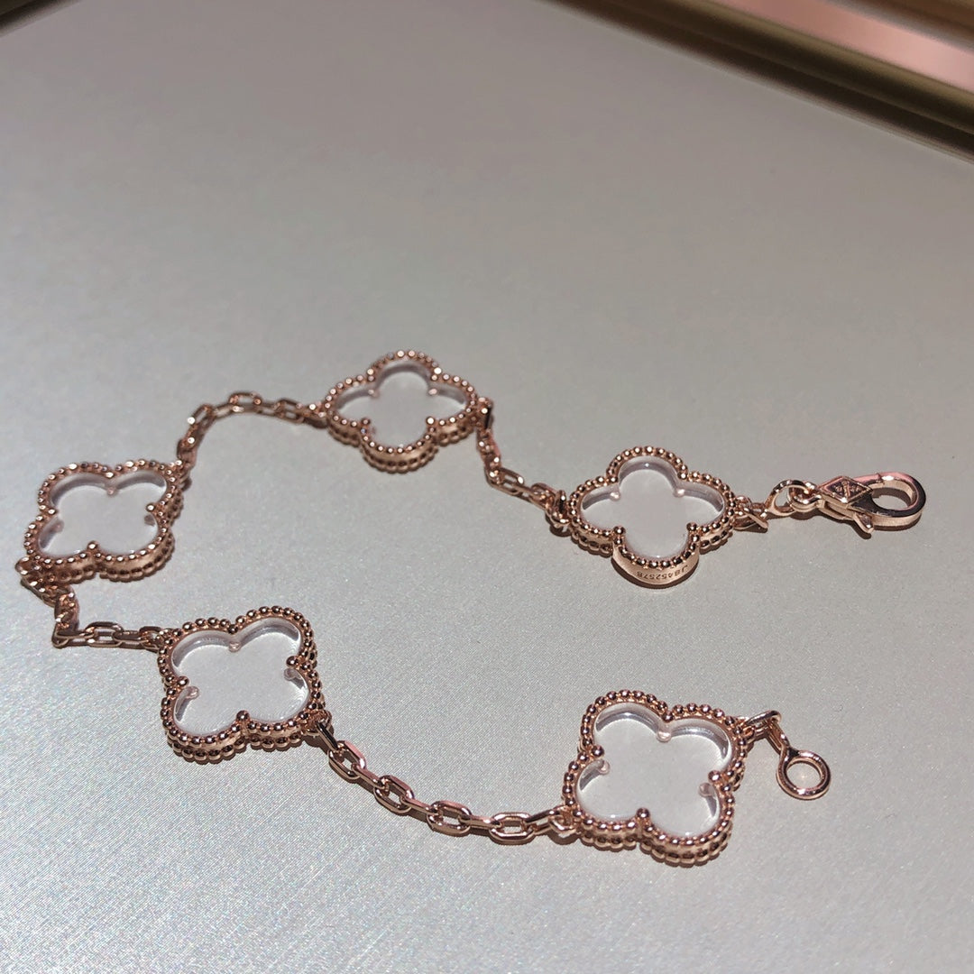 [Elowen jewels ]CLOVER 5 MOTIF ROCK CRYSTAL BRACELET