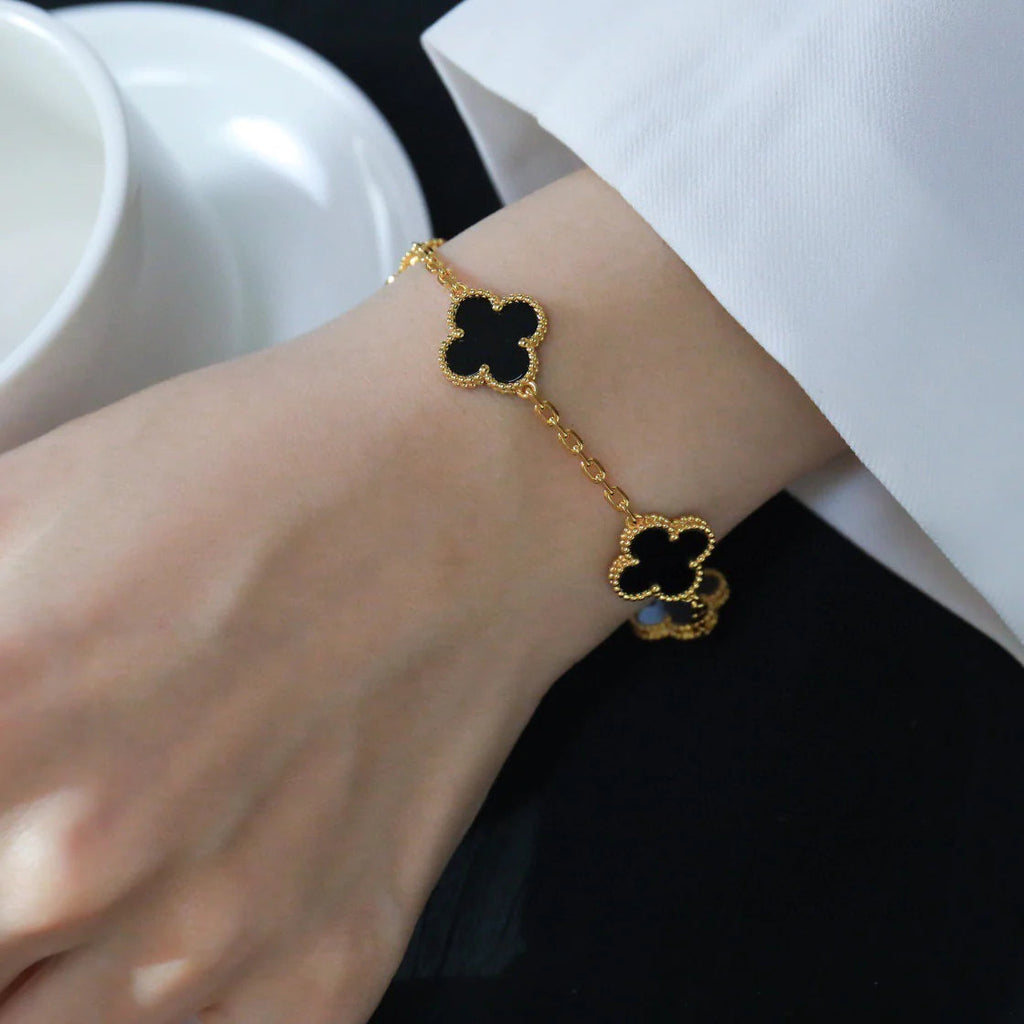 [Elowen jewels ] CLOVER 5 MOTIF ONYXS BRACELET COLLECTION