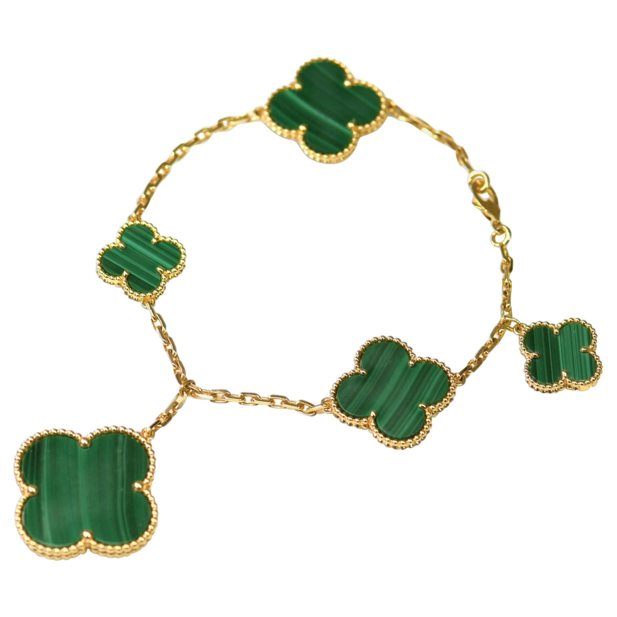 [Elowen jewels ]MAGIC CLOVER MALACHITE GOLD BRACELET 5 MOTIFS