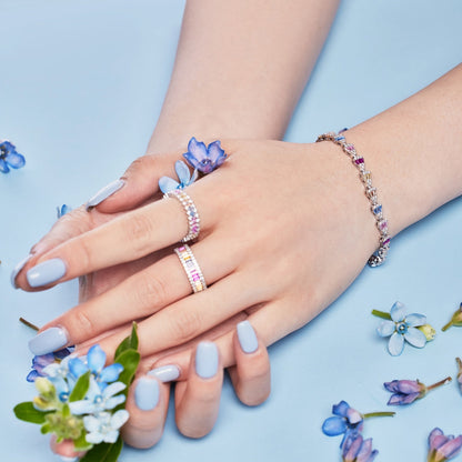 [Elowen Jewels]Dainty Kaleidoscopic Emerald Cut Daily Ring