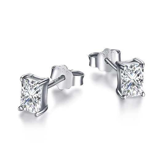 [Elowen Jewels ]Stylish Shiny Rectangular Center Stone Stud Earrings