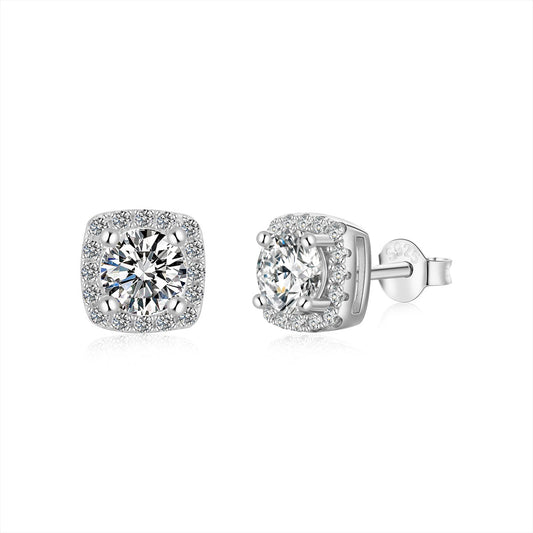 [Elowen Jewels ]Classic Round Center Stone Stud Earrings