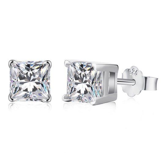 [Elowen Jewels ]1.0 Carat Radiant Princess Cut Wedding Earrings