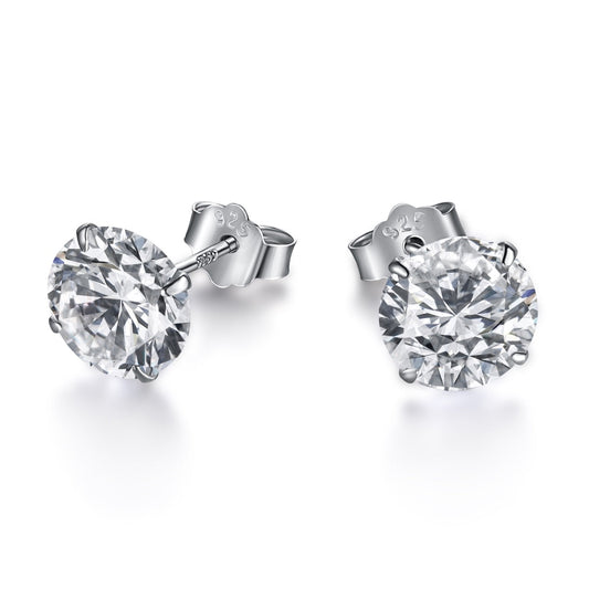 [Elowen Jewels ]Stylish Shiny Round Center Stone Stud Earrings