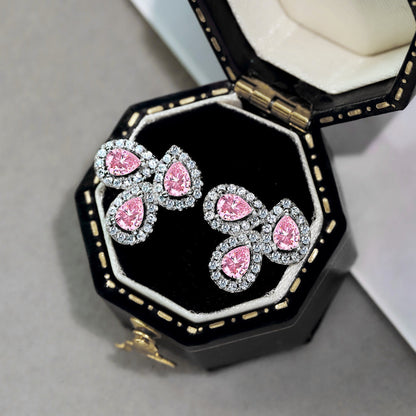 [Elowen Jewels ]Ornate Flower Shape Pear Cut Lover Earrings