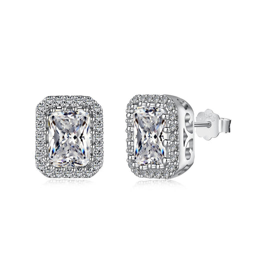 [Elowen Jewels ]1.0 Carat Luxurious Dainty Emerald Cut Daily Earrings
