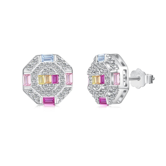 [Elowen Jewels ]Ornate Colorful Octagon Shape Daily Earrings