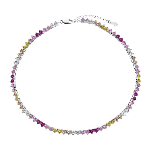 [Elowen Jewels ]Sparkling Colorful Full Heart Tennis Necklace