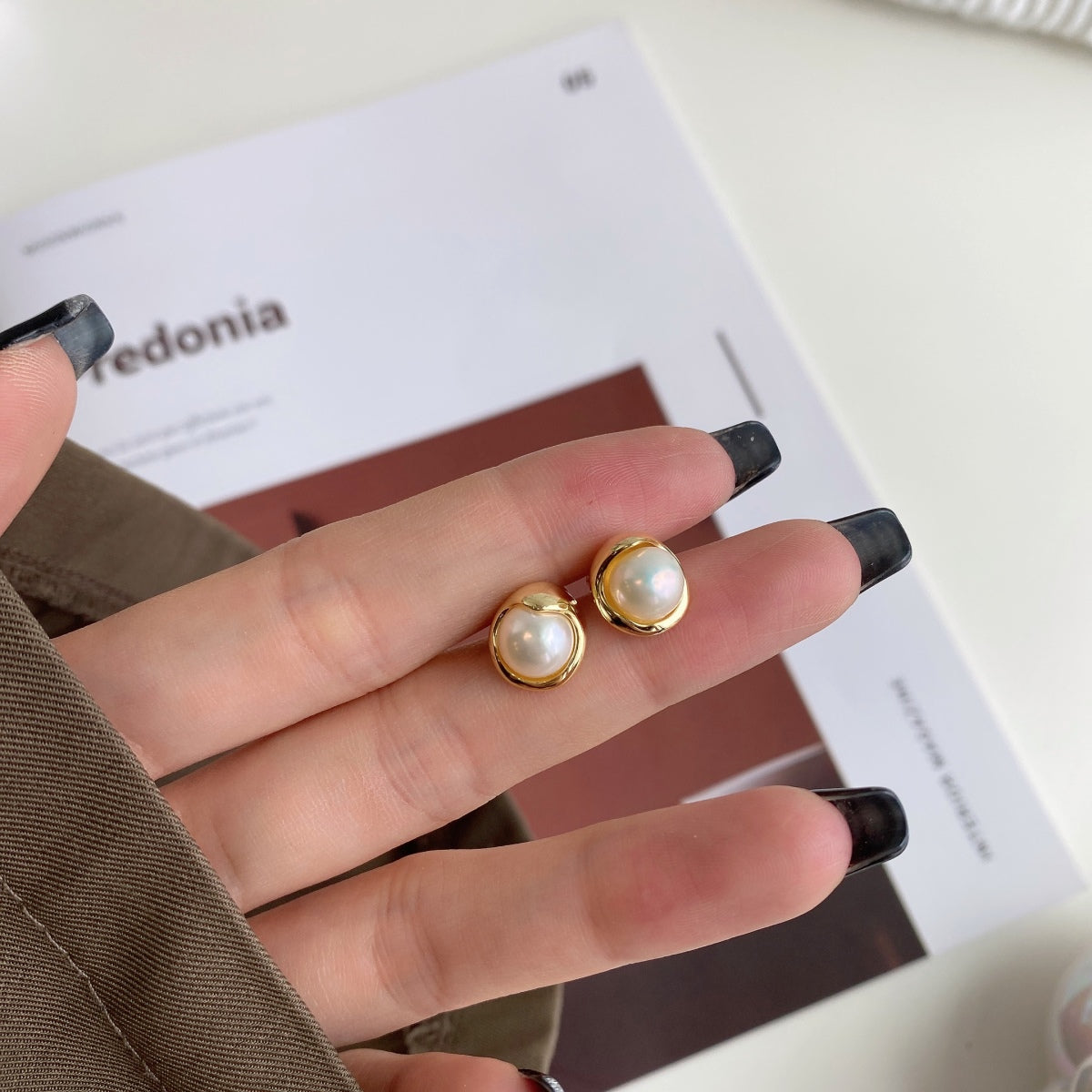 [Elowen Jewels ]Dainty Bread Pearl Earrings
