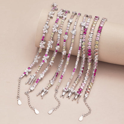 [Elowen Jewels]Sparkling Colorful Full Heart Tennis Necklace
