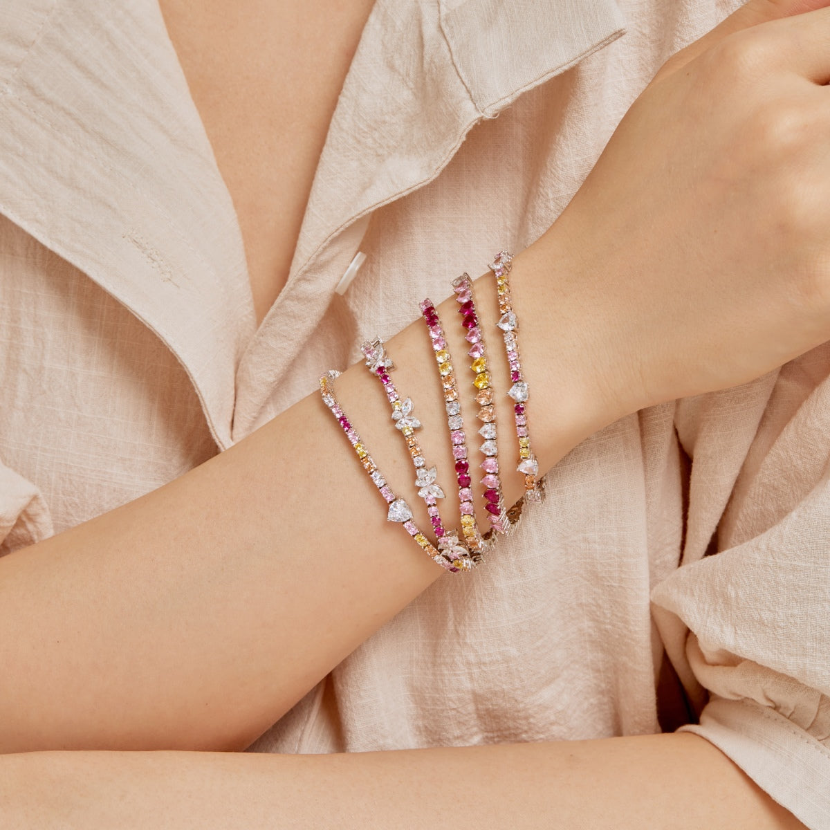 [Elowen Jewels]Luxurious Colorful Romantic Heart Shape Lover Bracelet