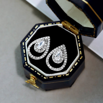 [Elowen Jewels ]Sparkling Delicate Water Drop Shape Daily Earrings