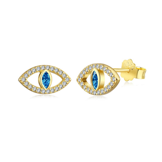 [Elowen Jewels ]Blue Devil Eyes Hollow Stud Earrings