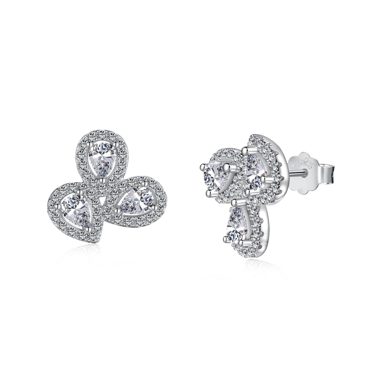 [Elowen Jewels ]Ornate Flower Shape Pear Cut Lover Earrings