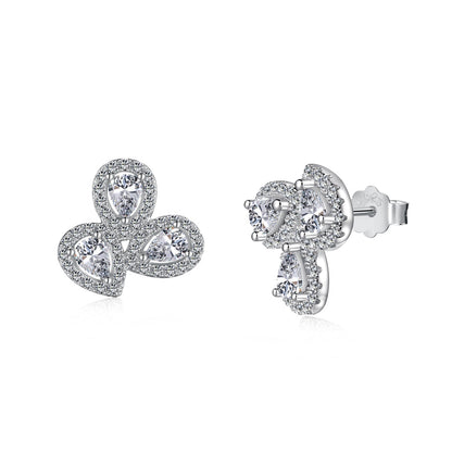 [Elowen Jewels ]Ornate Flower Shape Pear Cut Lover Earrings