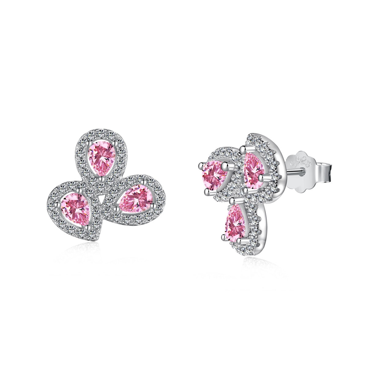 [Elowen Jewels ]Ornate Flower Shape Pear Cut Lover Earrings