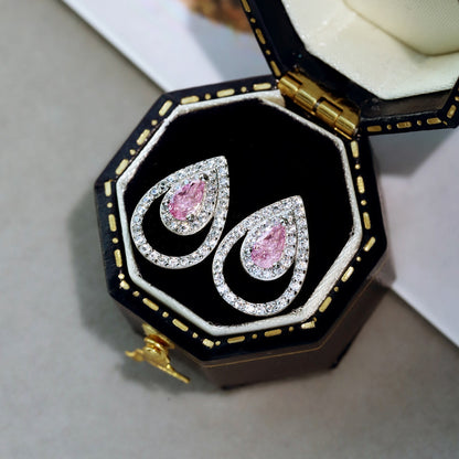 [Elowen Jewels ]Sparkling Delicate Water Drop Shape Daily Earrings