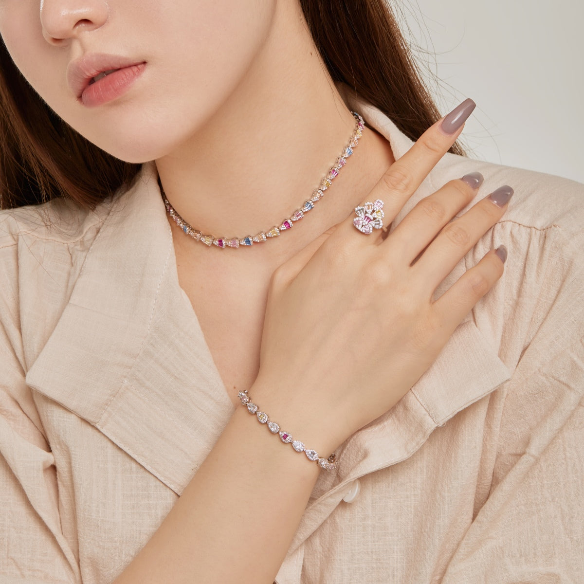 [Elowen Jewels]Radiant Colorful Rainbow Necklace