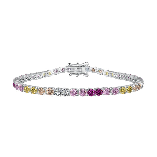 [Elowen Jewels ]Radiant Colorful Round Cut Tennis Bracelet