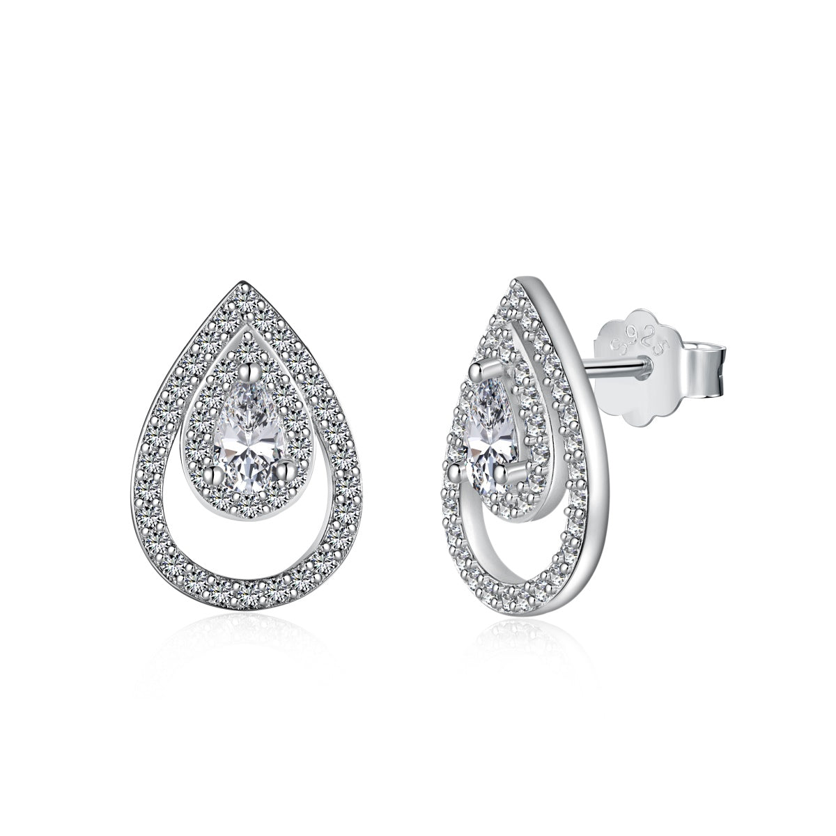[Elowen Jewels ]Sparkling Delicate Water Drop Shape Daily Earrings