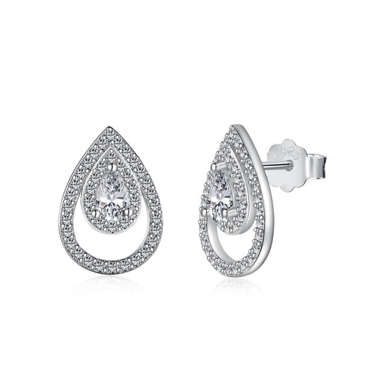 [Elowen Jewels ]Sparkling Delicate Water Drop Shape Daily Earrings