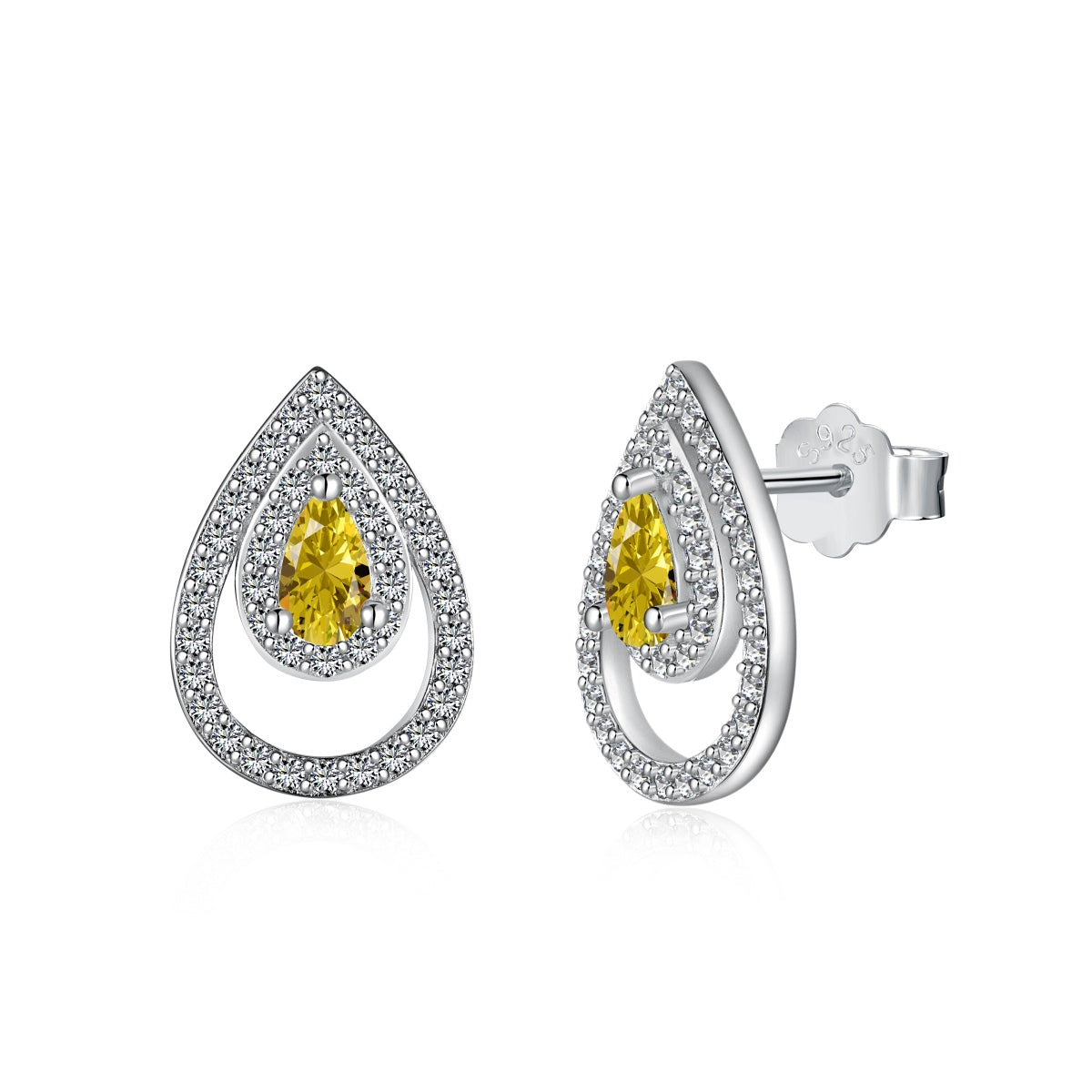 [Elowen Jewels ]Sparkling Delicate Water Drop Shape Daily Earrings