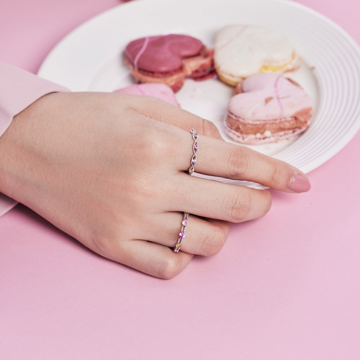 [Elowen Jewels]Sparkling Colorful Round Cut Tennis Ring