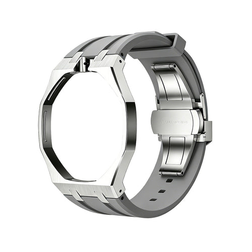 Oak Pop Gray Steel Silicone Strap