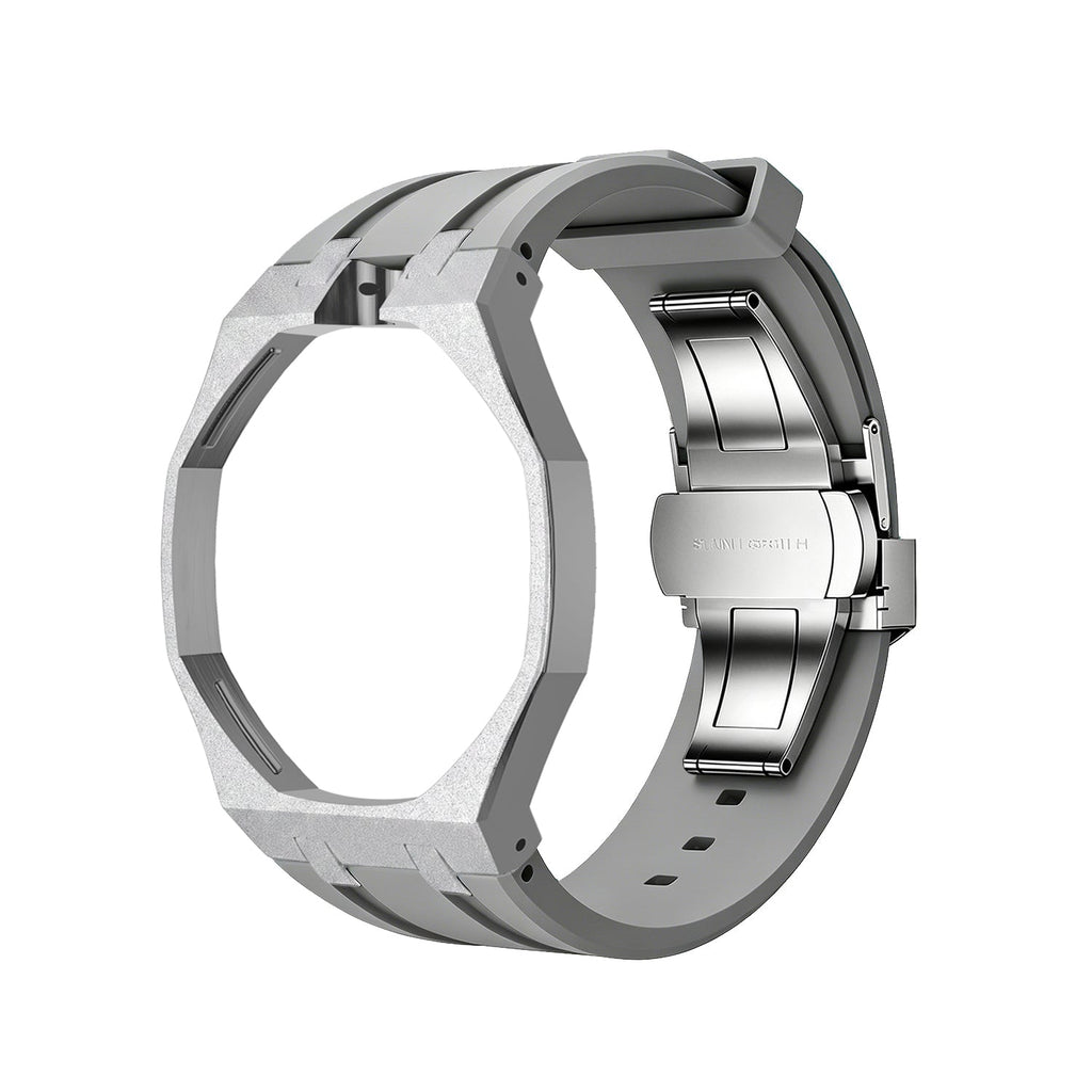 Exclusive Royal Oak Pop model, steel frosted gold case with a silicone strap