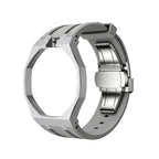 Exclusive Royal Oak Pop model, steel frosted gold case with a silicone strap