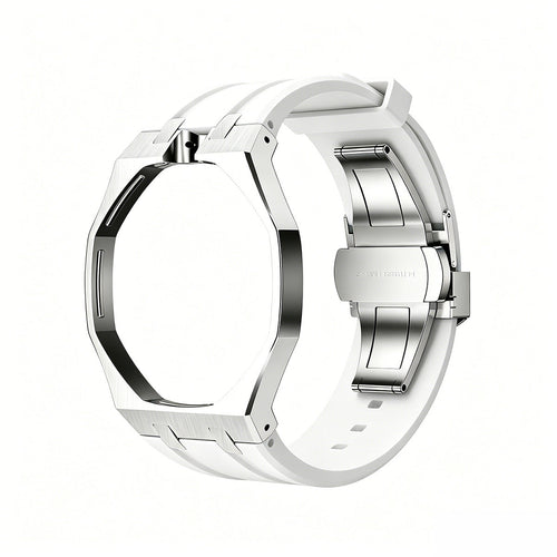 Oak Pop White Steel Silicone Strap