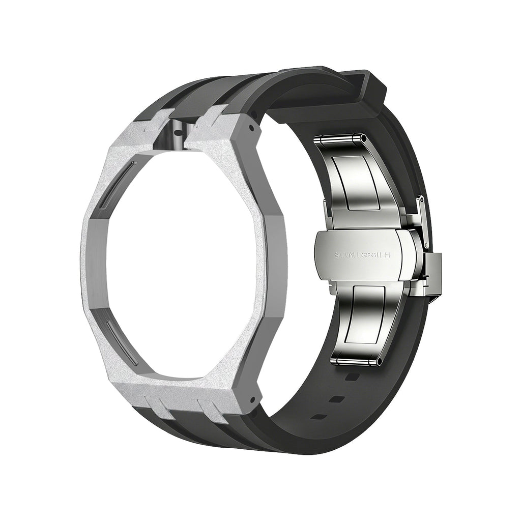 Exclusive Royal Oak Pop model, steel frosted gold case with a silicone strap