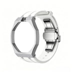 Exclusive Royal Oak Pop model, steel frosted gold case with a silicone strap