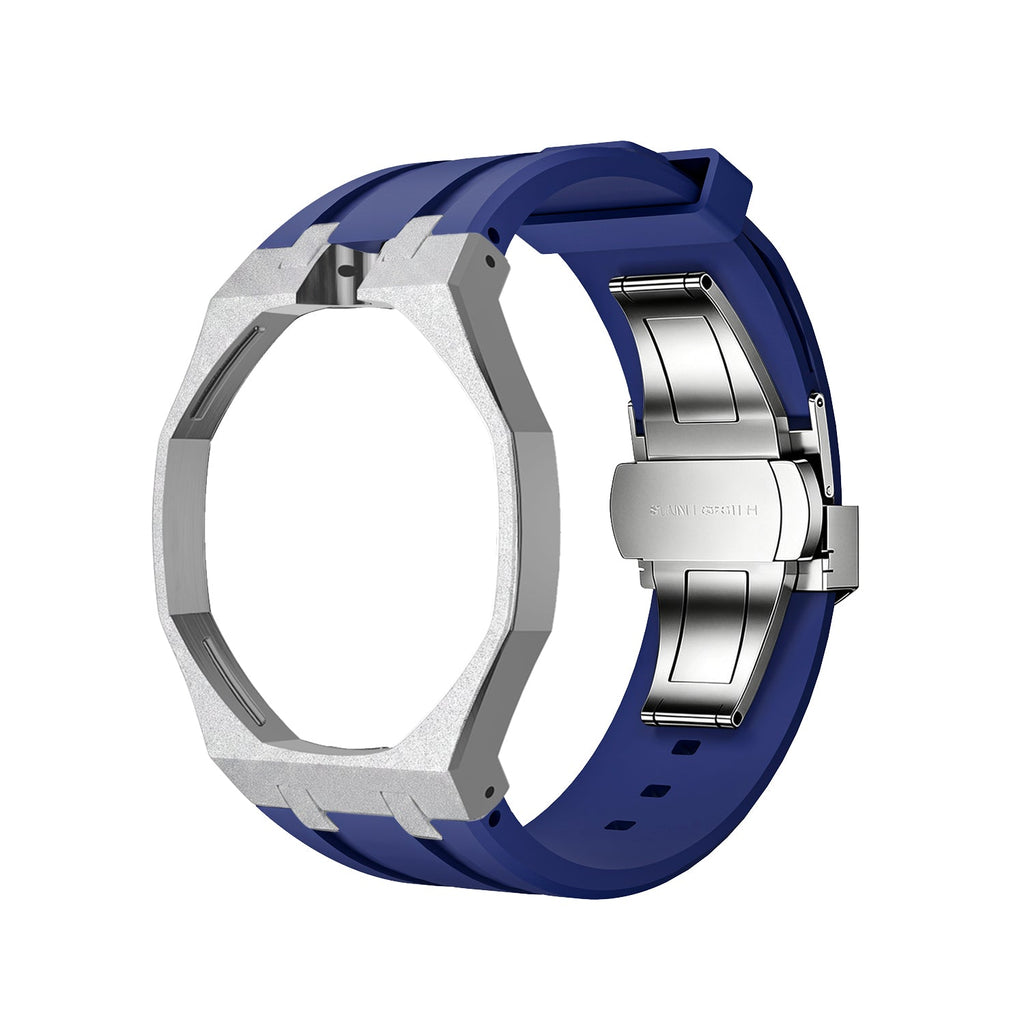 Exclusive Royal Oak Pop model, steel frosted gold case with a silicone strap