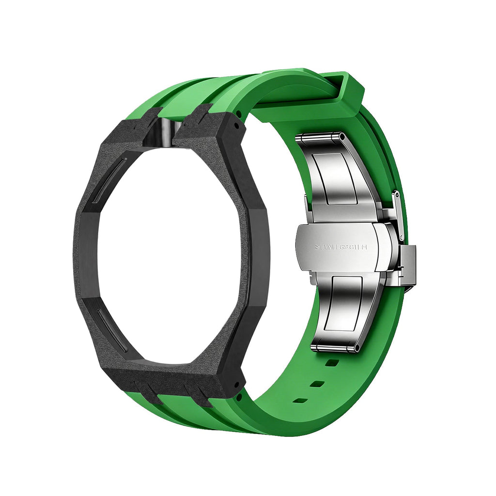 Exclusive Royal Oak Pop model, steel frosted gold case with a silicone strap