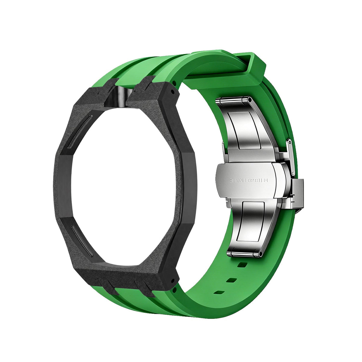 Exclusive Royal Oak Pop model, steel frosted gold case with a silicone strap