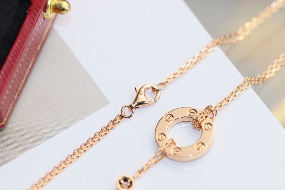 [Elowen jewels] ラブネックレス アジャスタブル ローズゴールド 2ダイヤモンド